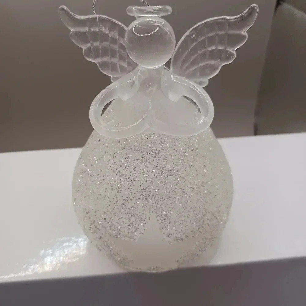 Bogo glass star angel with lovely frosted  glitter holding heart